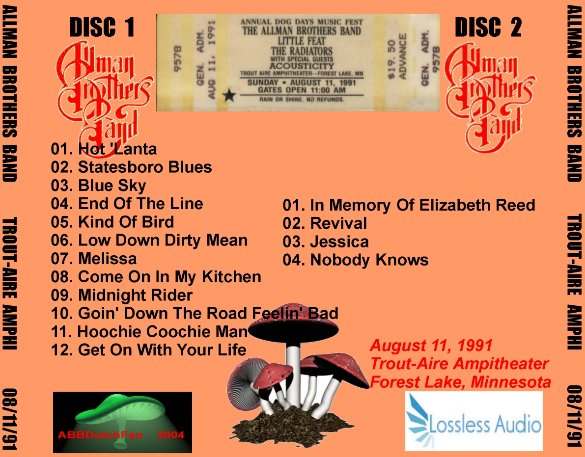 Back cover for this 2cdr
show from 1991.
Trade Only.